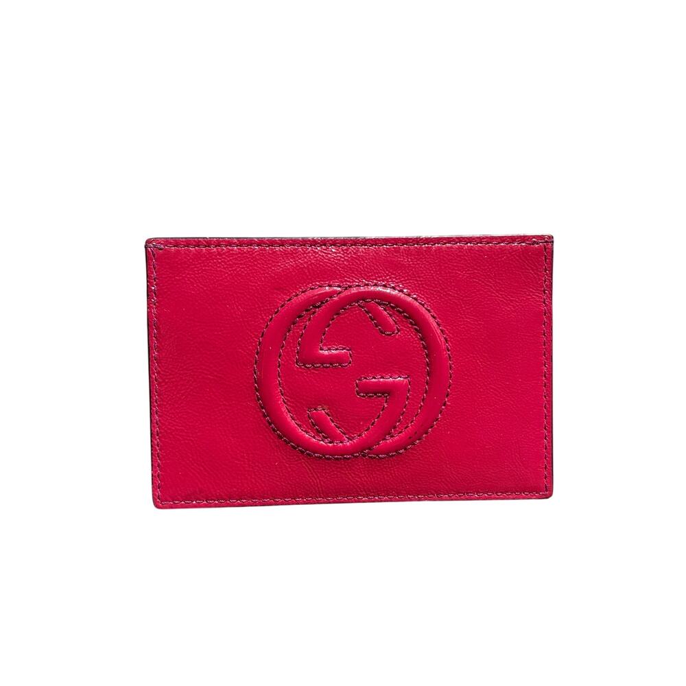 Gucci Pink Leather Interlocking G Flap Card Case Wallet